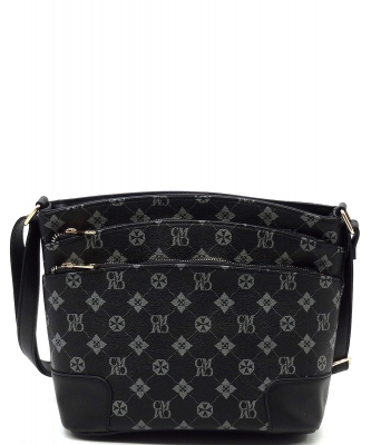 CM Monogram Multi Zip Pocket Crossbody Bag CM749 BLACK